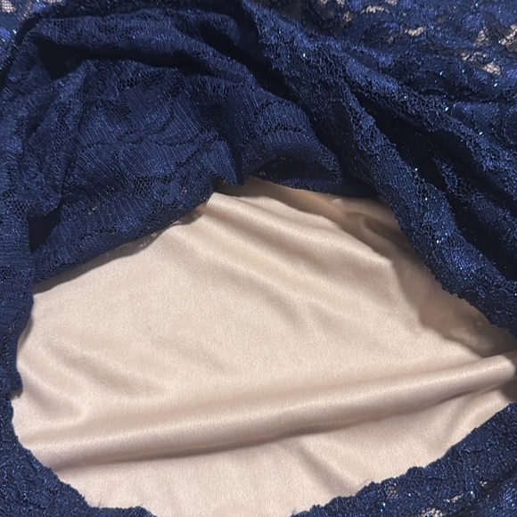 Onyx Nite Blue Lace Glitter Midi Dress - Picture 6 of 9